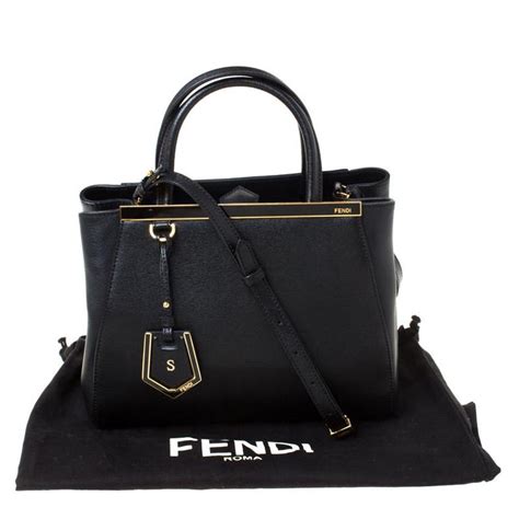 fendi 2jours petite leather tote bag black|fendi tote for sale.